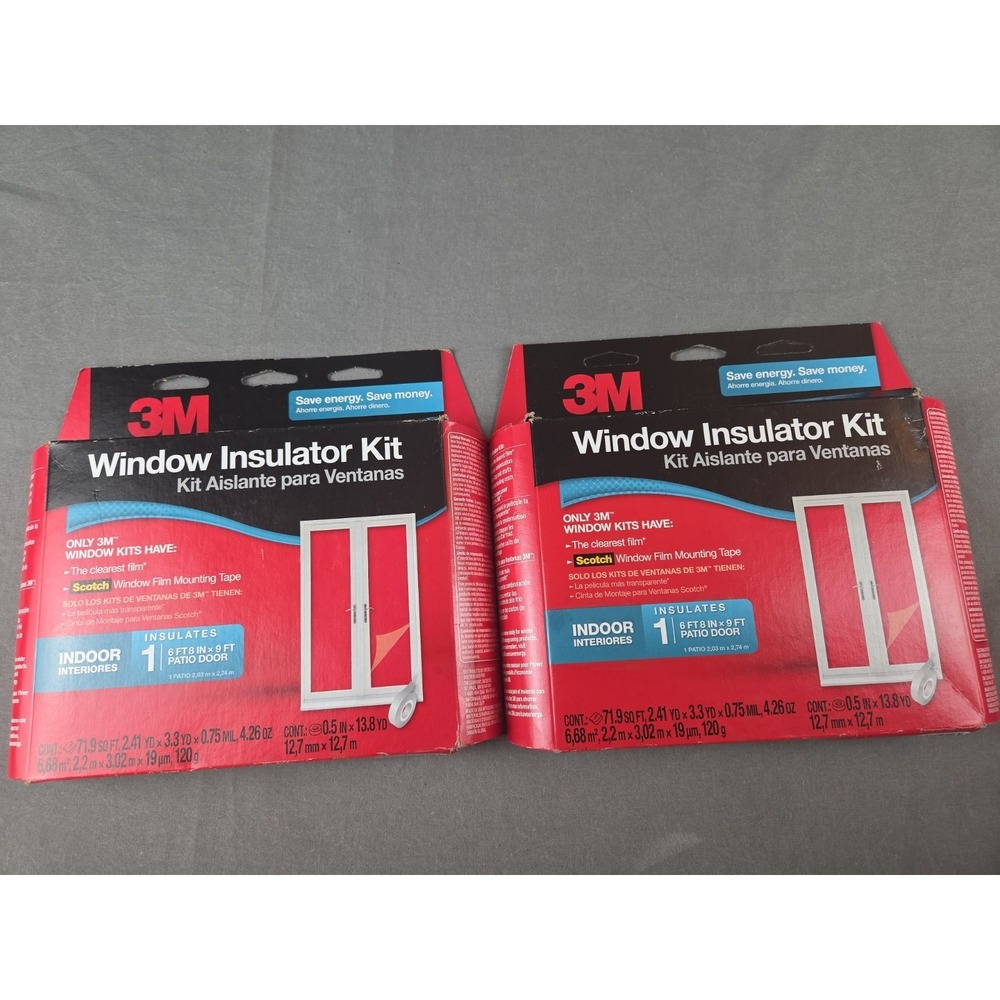 2X NEW 3M Window Insulator Kit Indoor (6ft 8in x 9ft) Patio Door Clear Film
